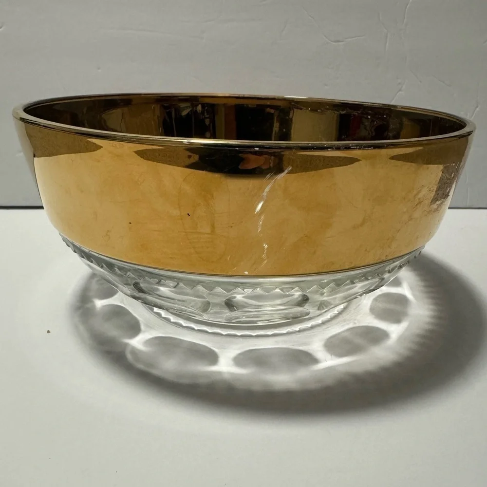 Vintage Kings Crown Thumbprint Large Serving Bowl With Wide Gold Band